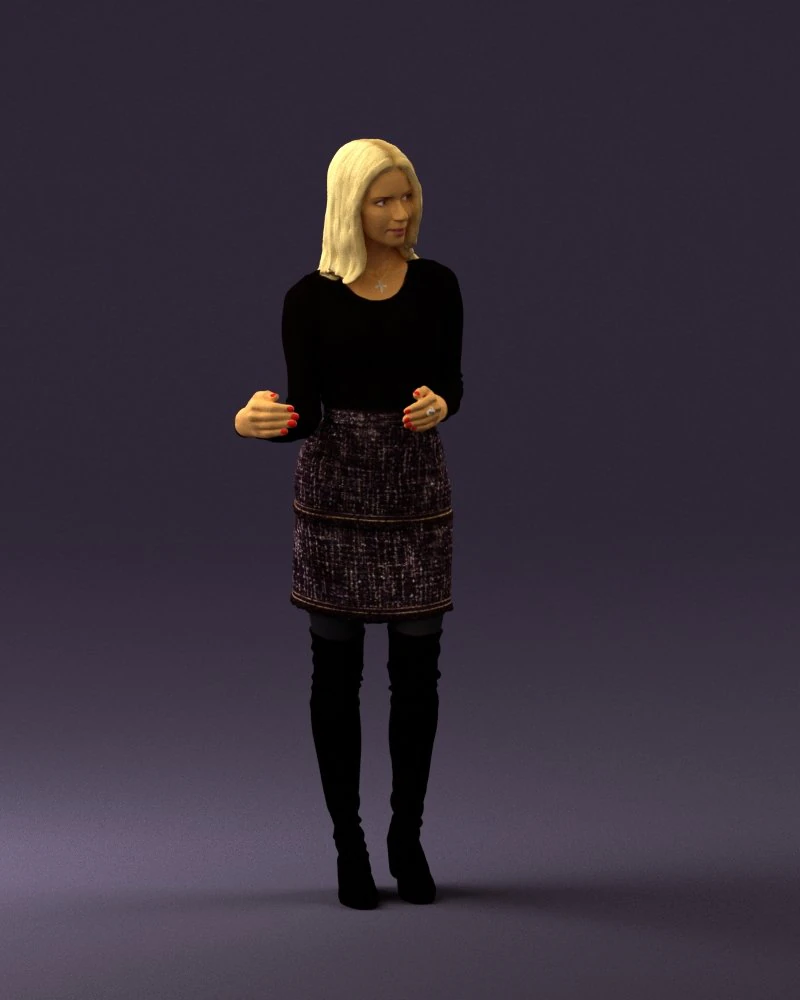 黒黄色の毛の女性0412 3Dモデル .c4d .max .obj .3ds .fbx .stl .blend 