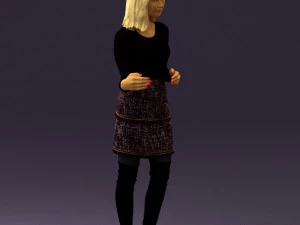 黒黄色の毛の女性0412 3Dモデル