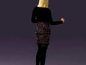 黒黄色の毛の女性0412 3Dモデル
