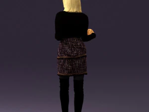 黒黄色の毛の女性0412 3Dモデル