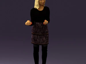 黒黄色の毛の女性0412 3Dモデル