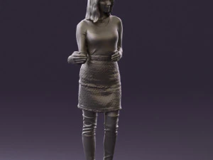 黒黄色の毛の女性0412 3Dモデル