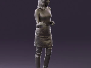 黒黄色の毛の女性0412 3Dモデル