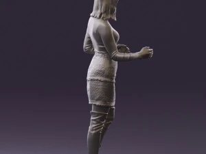 黒黄色の毛の女性0412 3Dモデル