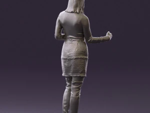 黒黄色の毛の女性0412 3Dモデル