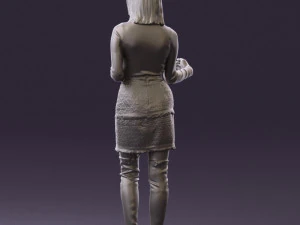 黒黄色の毛の女性0412 3Dモデル