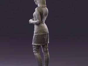 黒黄色の毛の女性0412 3Dモデル