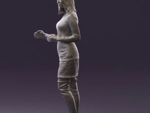 黒黄色の毛の女性0412 3Dモデル