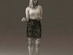 黒黄色の毛の女性0412 3Dモデル