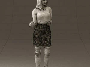 黒黄色の毛の女性0412 3Dモデル