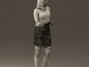 黒黄色の毛の女性0412 3Dモデル