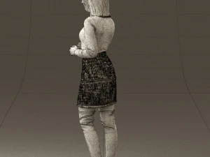 黒黄色の毛の女性0412 3Dモデル