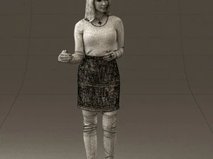黒黄色の毛の女性0412 3Dモデル