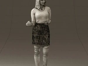 黒黄色の毛の女性0412 3Dモデル