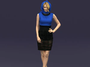 blue headscarf woman 0426 3D Model