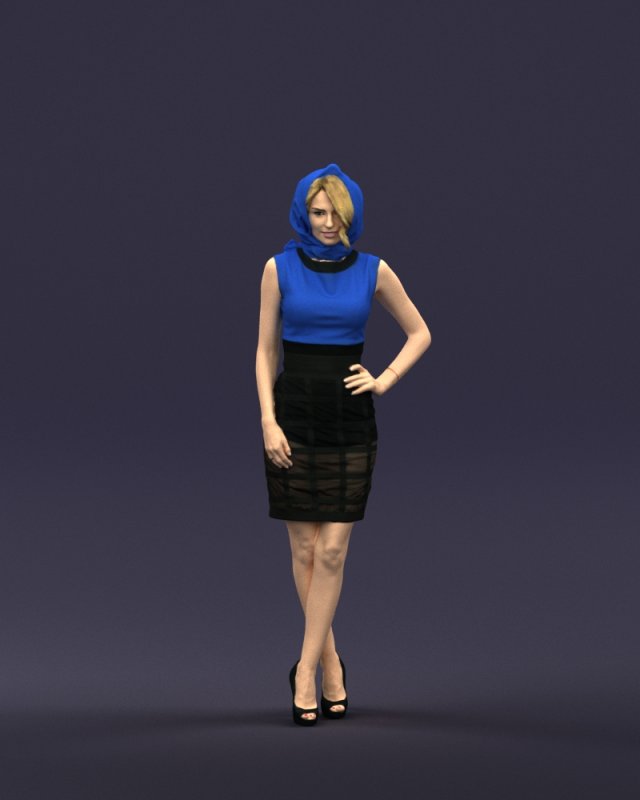 blue headscarf woman 0426 3d print ready 3D-printmodel .c4d .max .obj .3ds .fbx .stl .blend 