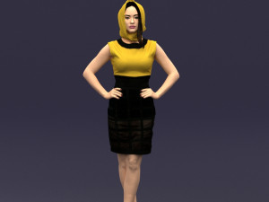 yellow headscarf woman 0427 3D Модель