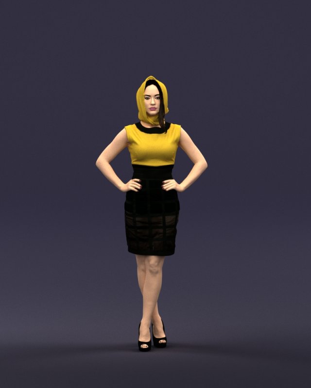 yellow headscarf woman 0427 3d print ready 3D 打印模型 .c4d .max .obj .3ds .fbx .stl .blend 