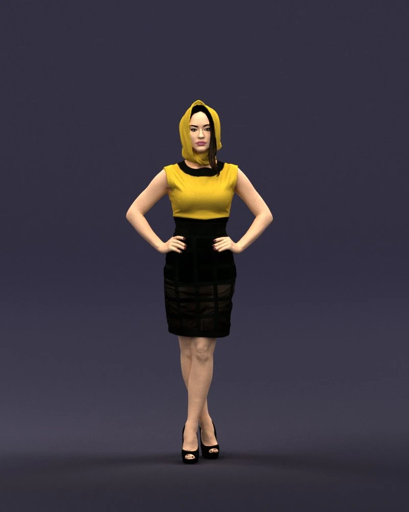 yellow headscarf woman 0427 3d print ready 3D Print Model .c4d .max .obj .3ds .fbx .stl .blend