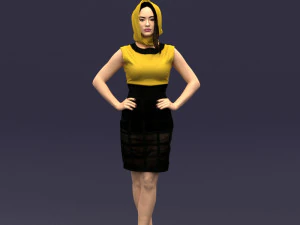 gele hoofddoek vrouw 0427 3d print klaar 3D printmodel