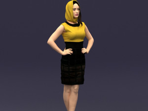 yellow headscarf woman 0427 3d print ready 3D 打印模型