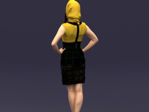 yellow headscarf woman 0427 3d print ready 3D 打印模型