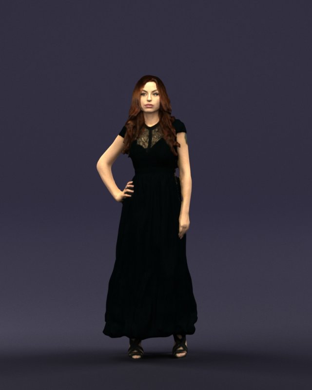blacklongdresswoman0431 Modelo 3D .c4d .max .obj .3ds .fbx .stl .blend 