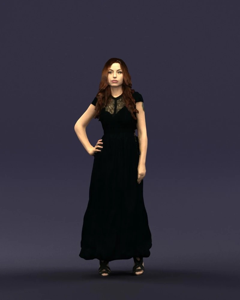 blacklongdresswoman0431 3D Model .c4d .max .obj .3ds .fbx .stl .blend