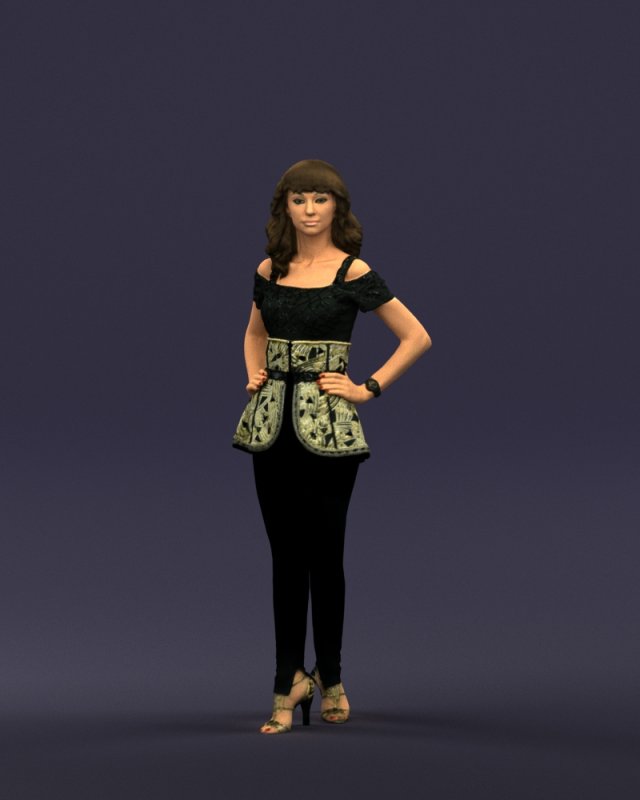 crossed legs woman 0433 3D Model .c4d .max .obj .3ds .fbx .stl .blend 