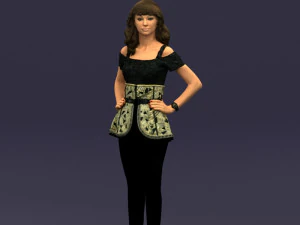 다리를 꼬고 있는 여자 0433 3D 모델