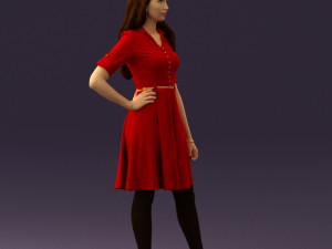 woman in red dress 0408 3D Model