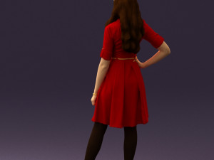 woman in red dress 0408 3D Model