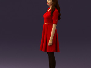 woman in red dress 0408 3D Model