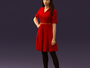 woman in red dress 0408 3D Model