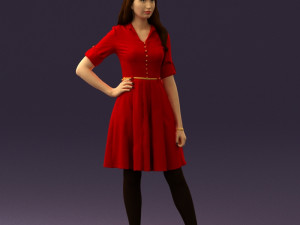 woman in red dress 0408 3D Model