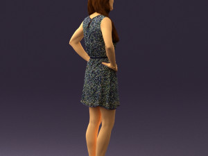 woman in dots dress 0407 Modèle 3D