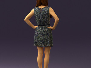 woman in dots dress 0407 Modèle 3D