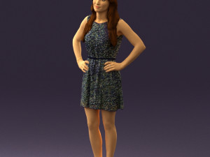 woman in dots dress 0407 Modèle 3D