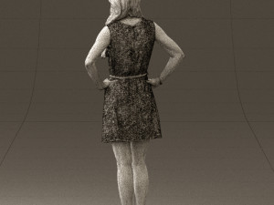 woman in dots dress 0407 Modèle 3D