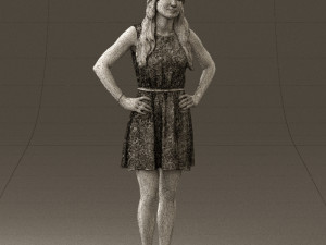 woman in dots dress 0407 Modèle 3D