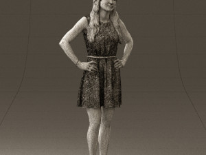 woman in dots dress 0407 Modèle 3D