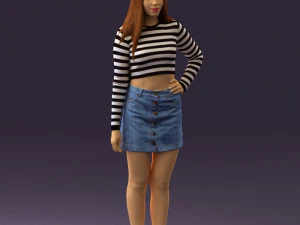 woman in striped blouse 0405 3D Model