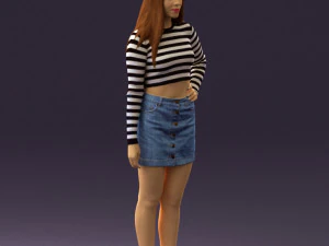 woman in striped blouse 0405 3D Model