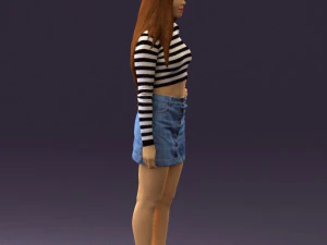 woman in striped blouse 0405 3D Model