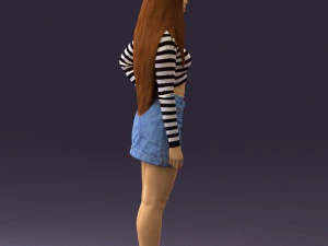 woman in striped blouse 0405 3D Model
