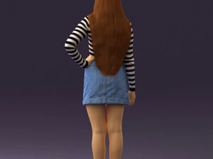 woman in striped blouse 0405 3D Model
