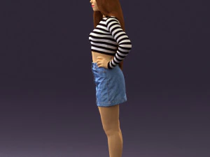 woman in striped blouse 0405 3D Model