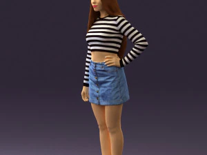 woman in striped blouse 0405 3D Model