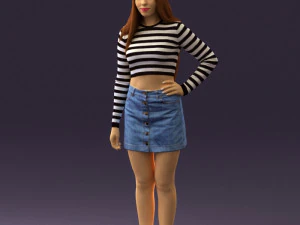 woman in striped blouse 0405 3D Model