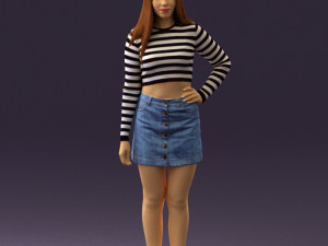 woman in striped blouse 0405 3D मॉडल